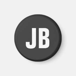 Aimant Noir sobre simple et tendance initiales monogramme