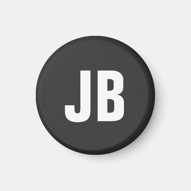 Aimant Noir sobre simple et tendance initiales monogramme (Devant)