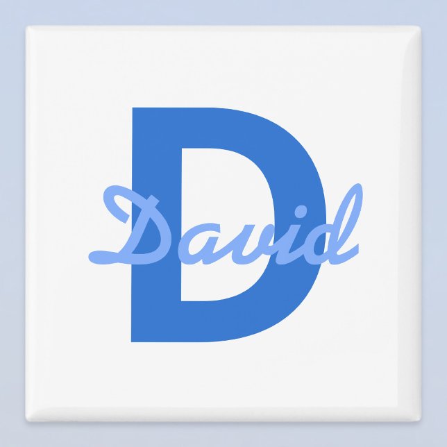 Aimant Nom bleu et monogramme (Créateur téléchargé)