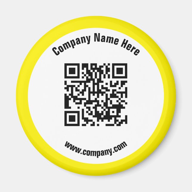 Aimant Nom commercial promotionnel Jaune Code QR (Devant)