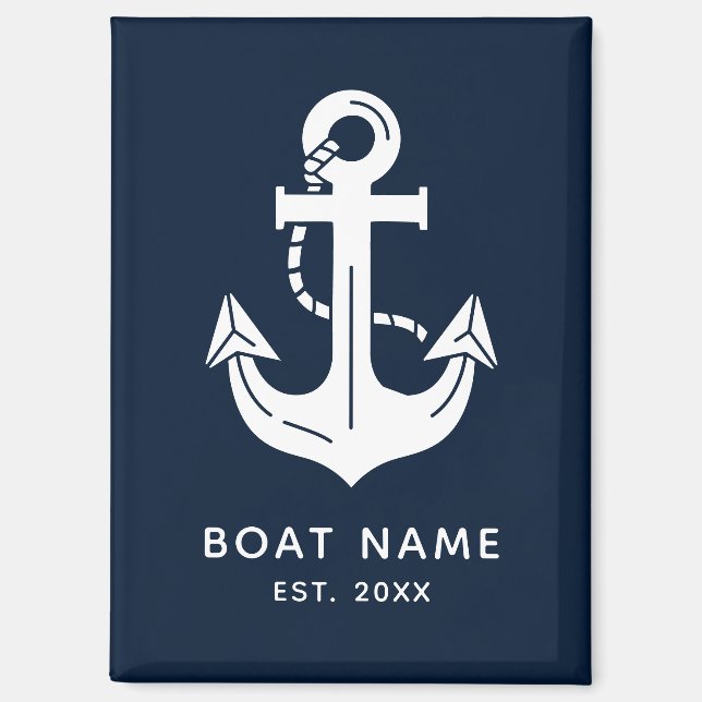Aimant Nom de bateau nautique personnalisé Ancre (Recto)