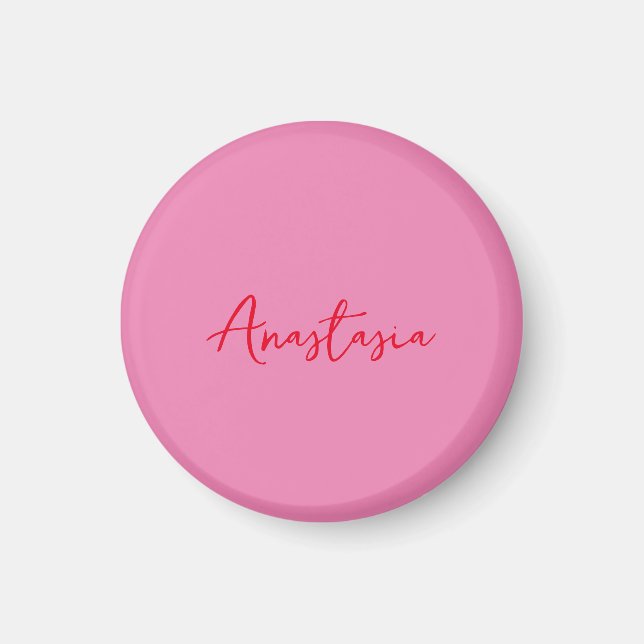 Aimant Nom de calligraphie professionnelle rose personnal (Devant)