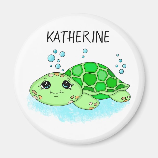 Aimant Nom de dessin personnalisé de la tortue mûre (Devant)