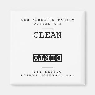 Aimant Nom de famille minimaliste Lave-vaisselle propre