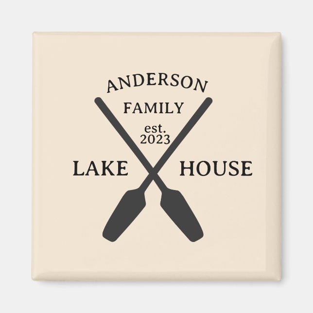 Aimant Nom de famille personnalisé Lake House (Devant)