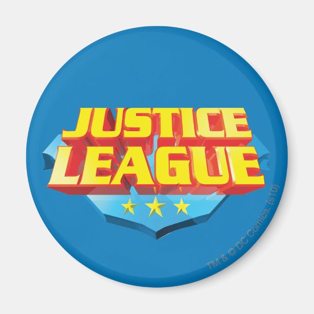 Aimant Nom de la ligue de justice et logo du bouclier (Devant)