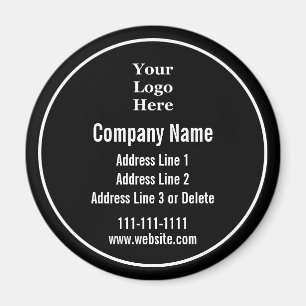 Aimant Nom de l'entreprise Black White Texte Votre logo i