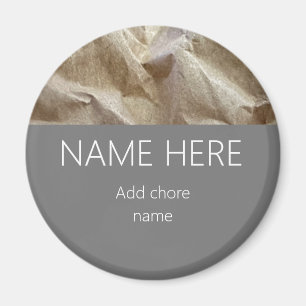 Aimant Nom de papier crissé moderne Chore