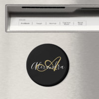 Nom de script élégant Monogram Black Gold