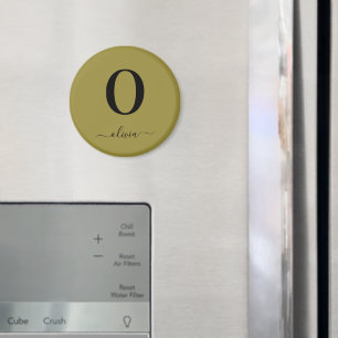 Aimant Nom De Script Monogramme Or Personnalisé Et Noir