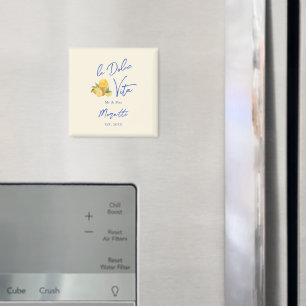 Aimant Nom des jeunes mariés La Dolce Vita moderne