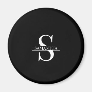 Aimant Nom du monogramme noir et blanc moderne