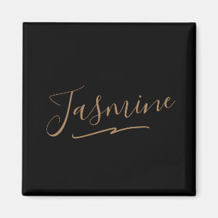 Aimant Nom du script féminin en or noir moderne