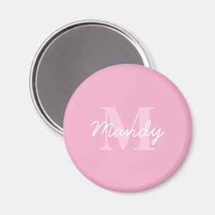 Aimant Nom et monogramme curieux à l'air mignon   Rose