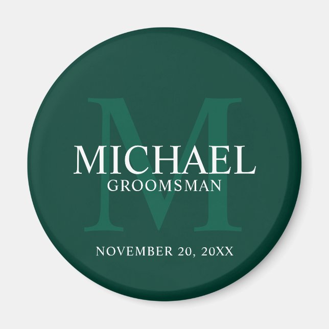 Aimant Nom et monogramme des Groomsmen personnalisés (Devant)