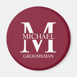 Aimant Nom et monogramme du Groomsman personnalisé