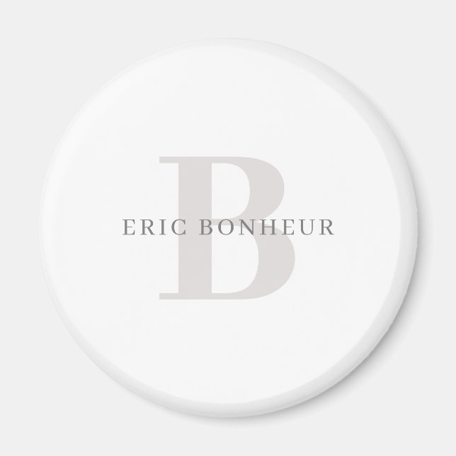 Aimant Nom moderne élégant et monogramme (Devant)