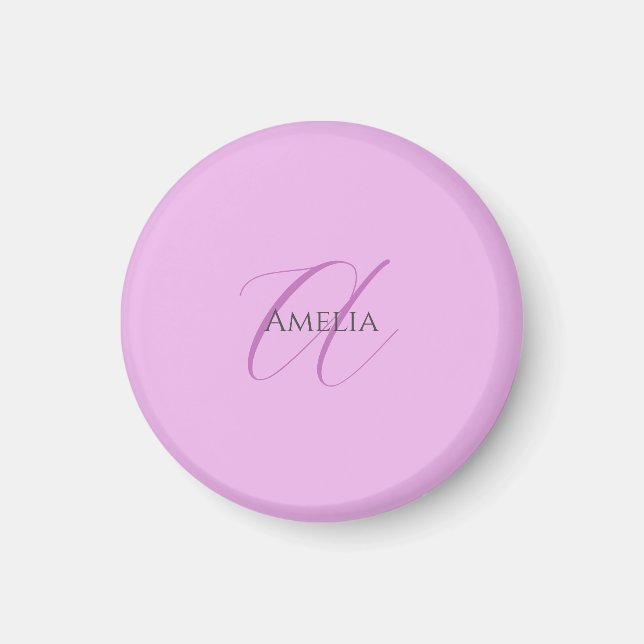 Aimant Nom Monogramme Lettre initiale Orchid & Lilac (Devant)