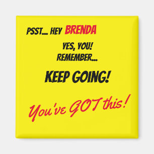 Aimant Nom personnalisé Affirmation Couleur jaune Bloc