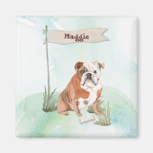 Aimant Nom personnalisé Anglais Bulldog Pet Chien