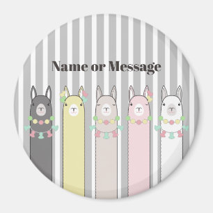 Aimant Nom personnalisé Cute Retro Colorful Llamas