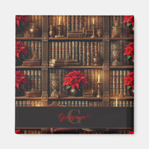 Aimant Nom personnalisé Dark Academia Poinsettia Librairi