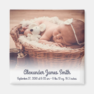 Aimant Nom personnalisé Date Photo Baby Boy Faire-part d