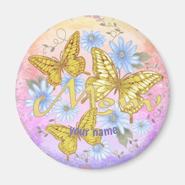 Aimant Nom personnalisé de la maman papillon (Devant)