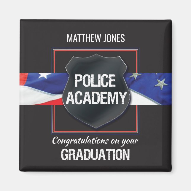 Aimant Nom personnalisé, diplôme de l'académie de police (Devant)