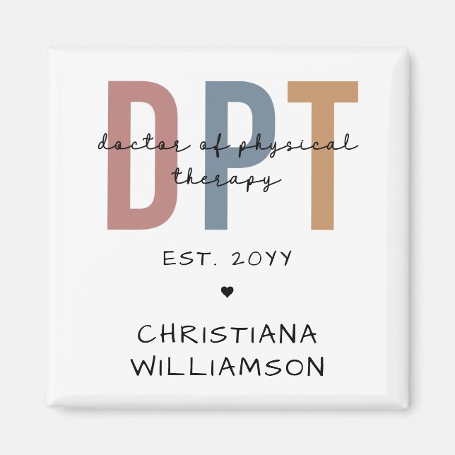 Aimant Nom personnalisé DPT Doctor of Physical Therapy (Devant)