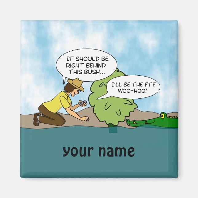 Aimant Nom personnalisé du dessin Geocaching Extreme Cach (Devant)