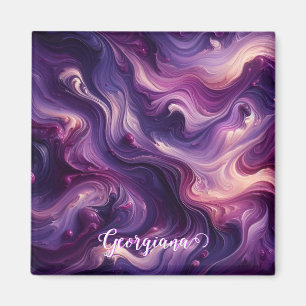 Aimant Nom personnalisé Effet peinture violet vibrant