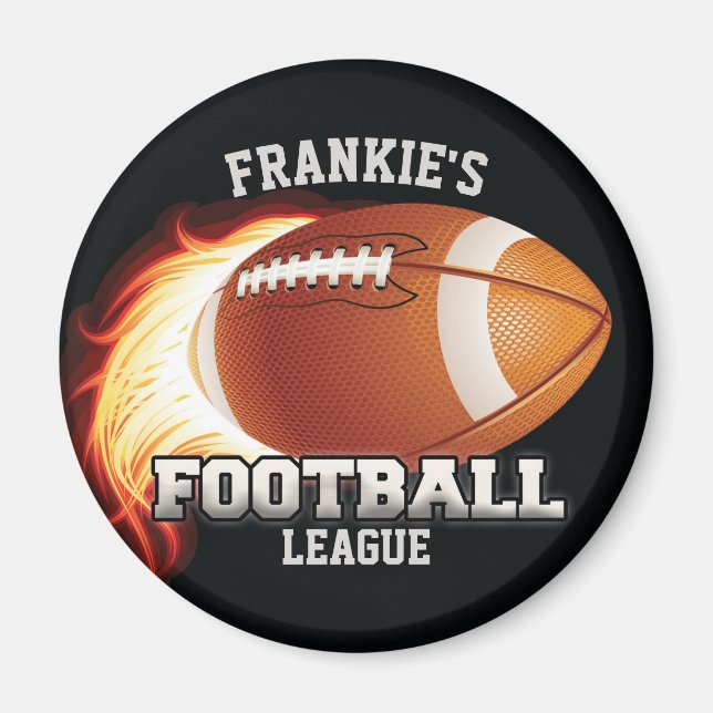 Aimant NOM Personnalisé Flames de football américain Spor (Devant)