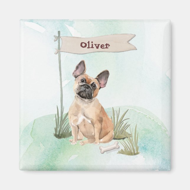 Aimant Nom personnalisé French Bulldog Pet Chien (Devant)