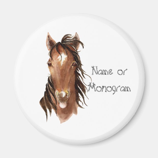 Aimant Nom personnalisé Monogramme Cheval avec attitude (Devant)
