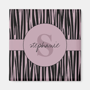 Aimant Nom personnalisé Monogramme Zebra stripes motif