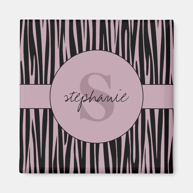 Aimant Nom personnalisé Monogramme Zebra stripes motif (Devant)