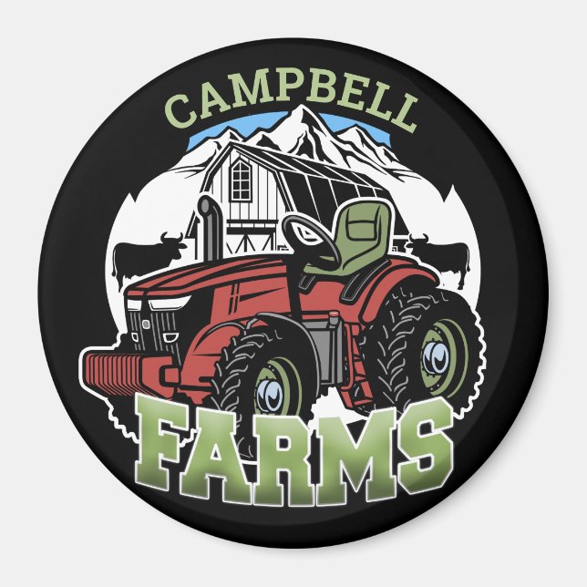Aimant Nom personnalisé Pays Fermes Grange Tracteur Fermi (Devant)