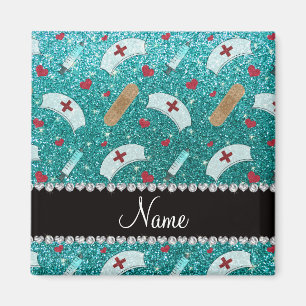 Aimant Nom personnalisé robin bleu parties scintillant in