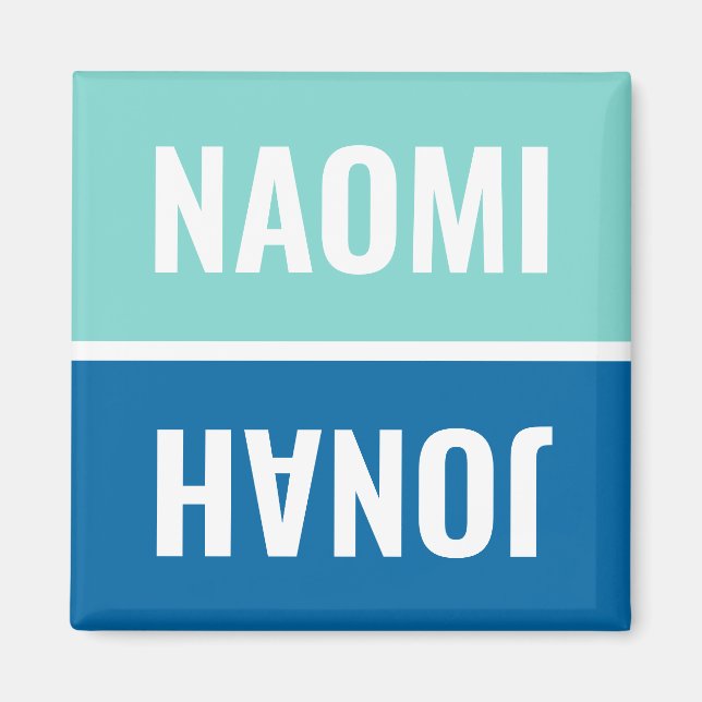 Aimant Noms personnalisés Aqua et Cobalt Blue Lave-vaisse (Devant)