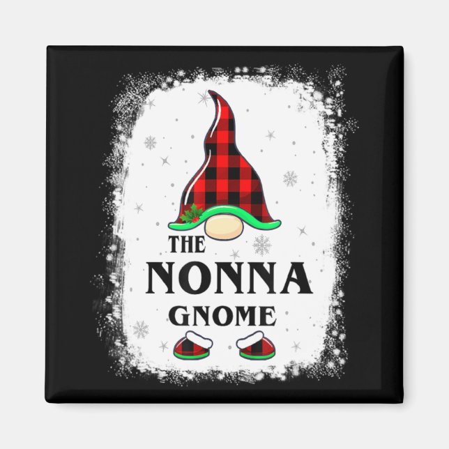 Aimant Nonna Gnome Buffalo Plaid Matching Family Xmas Paj (Devant)