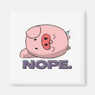 Aimant NOPE. Drôle Lazy Cartographie Cochon animal Dormir