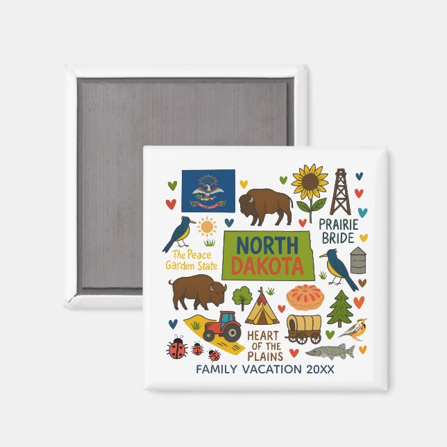 Aimant North Dakota Family Trip Keepsake Personalized (Recto/Verso)