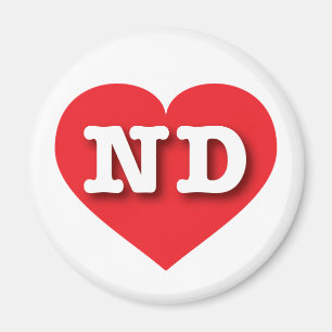 Aimant North Dakota Red Heart - J'aime ND