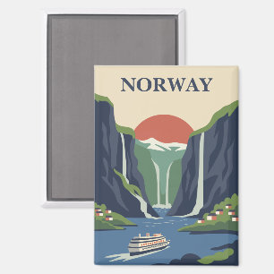 Aimant Norvège Scandinavie Europe Fjord Minimaliste Voyag