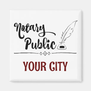 Aimant Notaire Public Feather Quill Votre ville Customisé