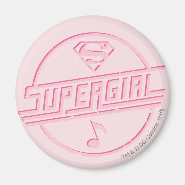 Aimant Note de musique rose Supergirl (Devant)