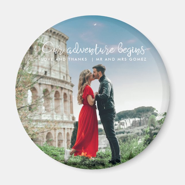 Aimant Notre aventure commence Photo Merci Mariage (Devant)