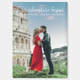 Aimant Notre aventure commence Photo Merci Mariage