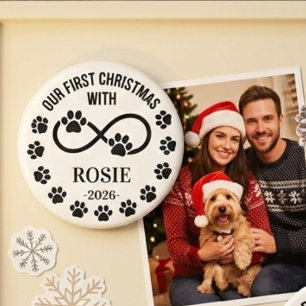 Aimant Notre Premier Noël Personnalisé Empreinte de Patte